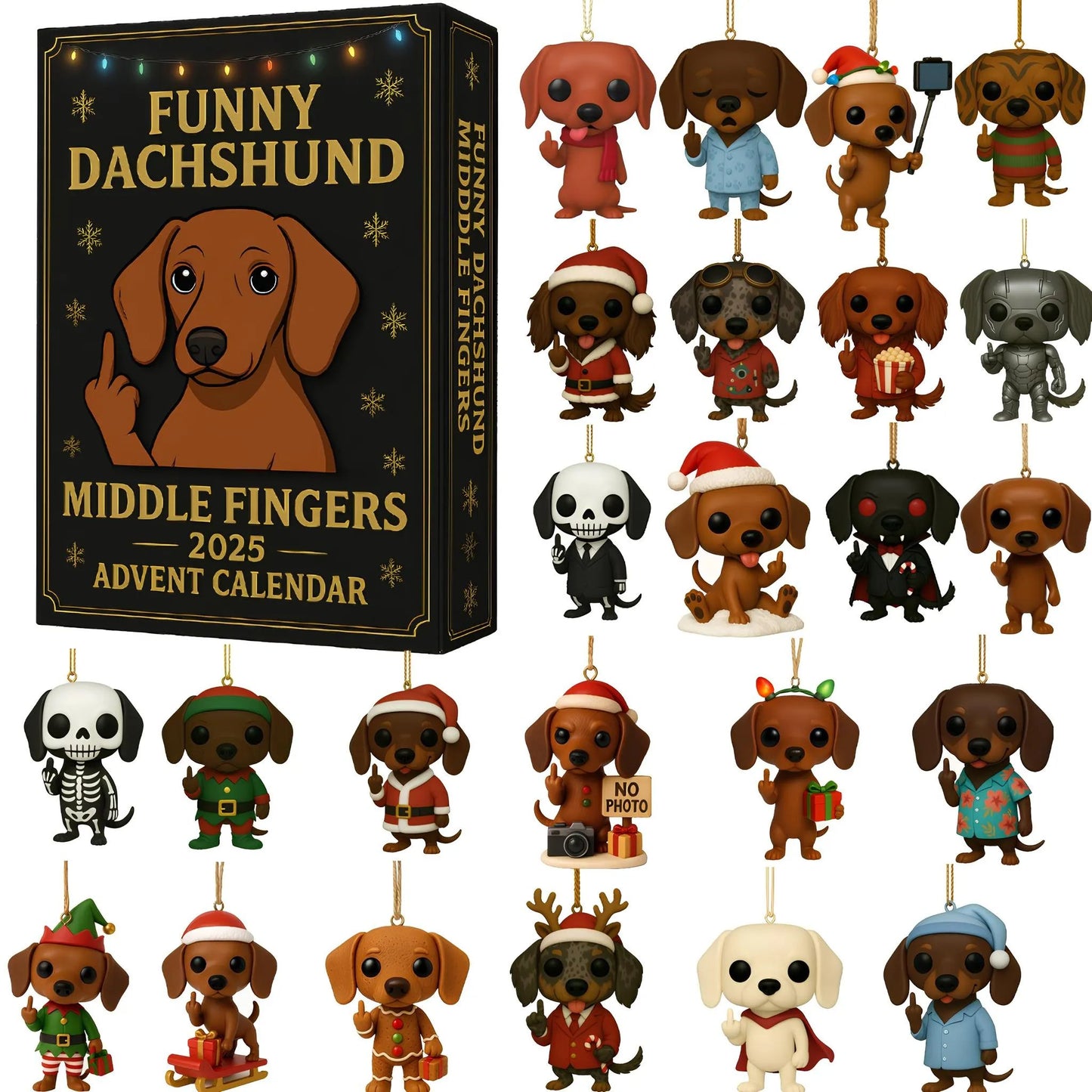 Funny Dachshund Middle Fingers 2025 Advent Calendar